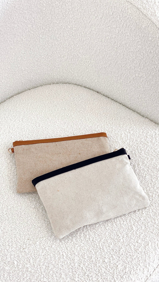 Carissa Canvas Pouch - Black/Natural