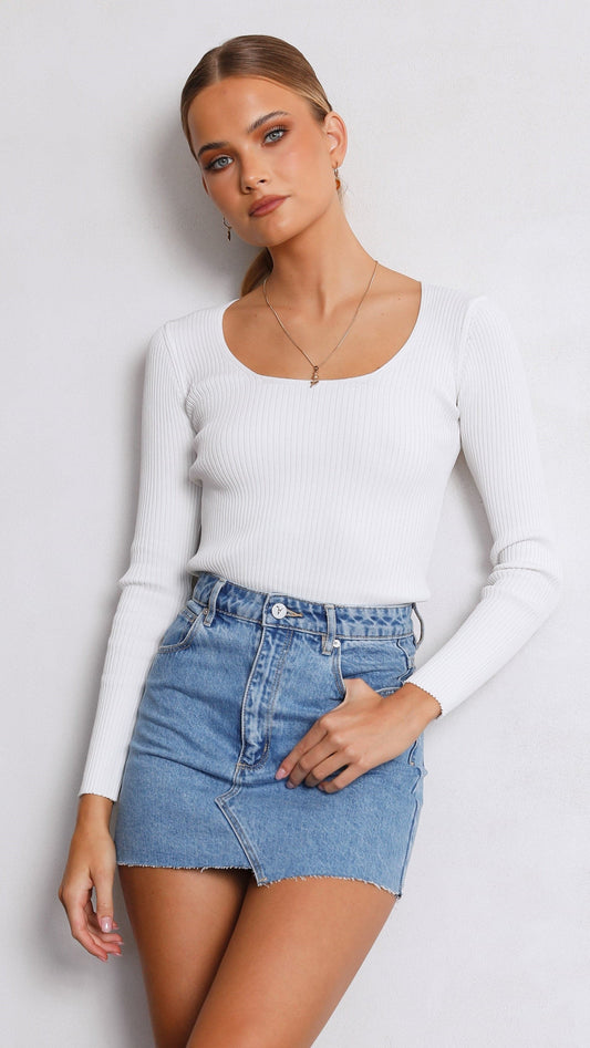 Pearce Long Sleeve Top - White