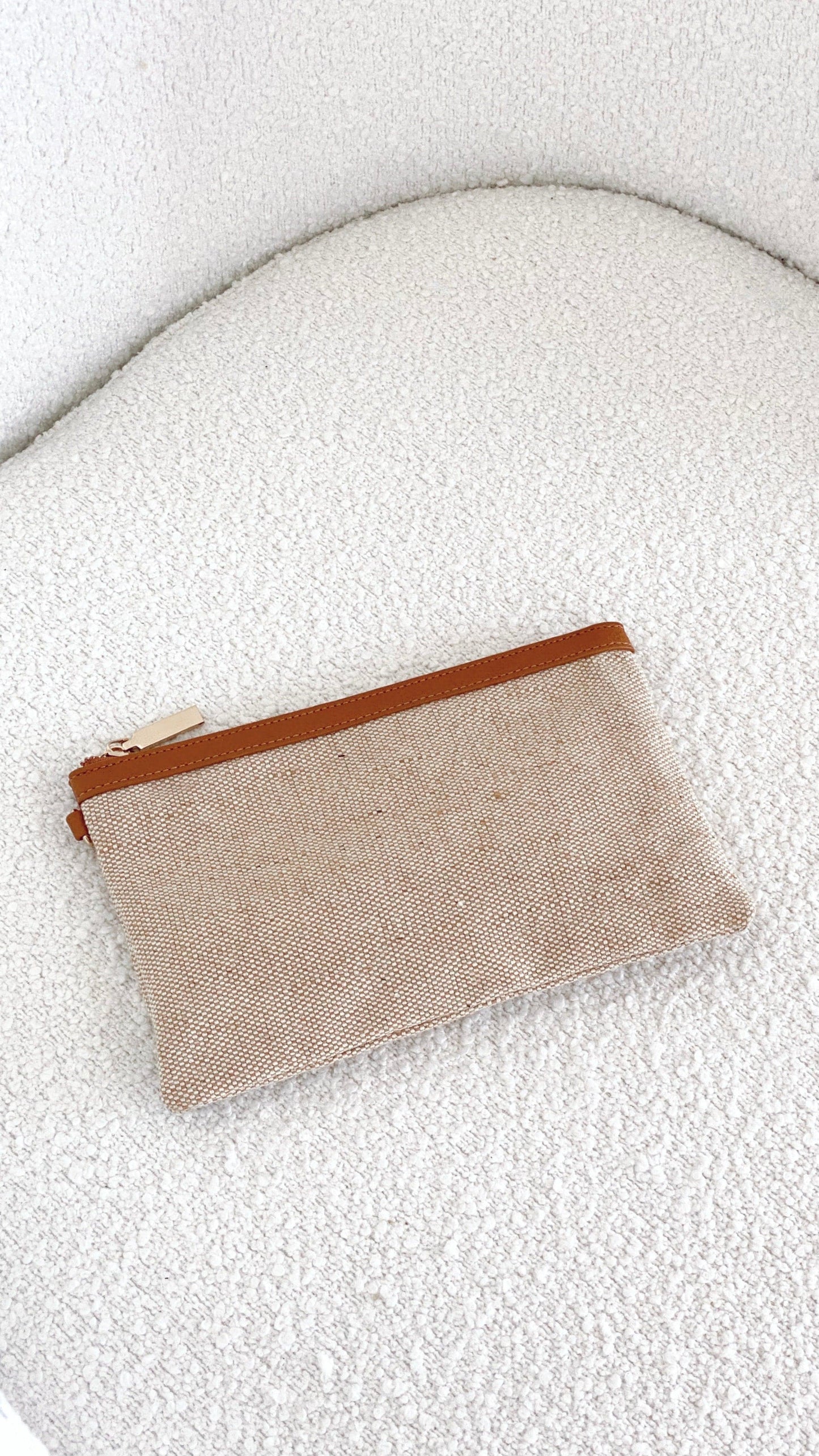 Carissa Canvas Pouch - Tan/Natural