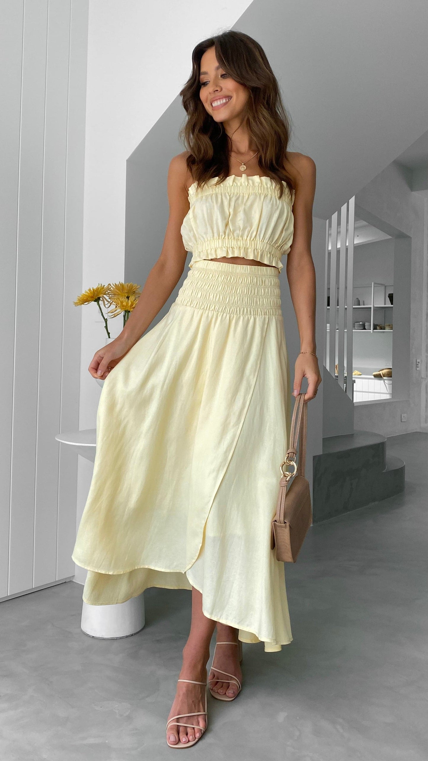 Carey Midi Skirt - Lemon