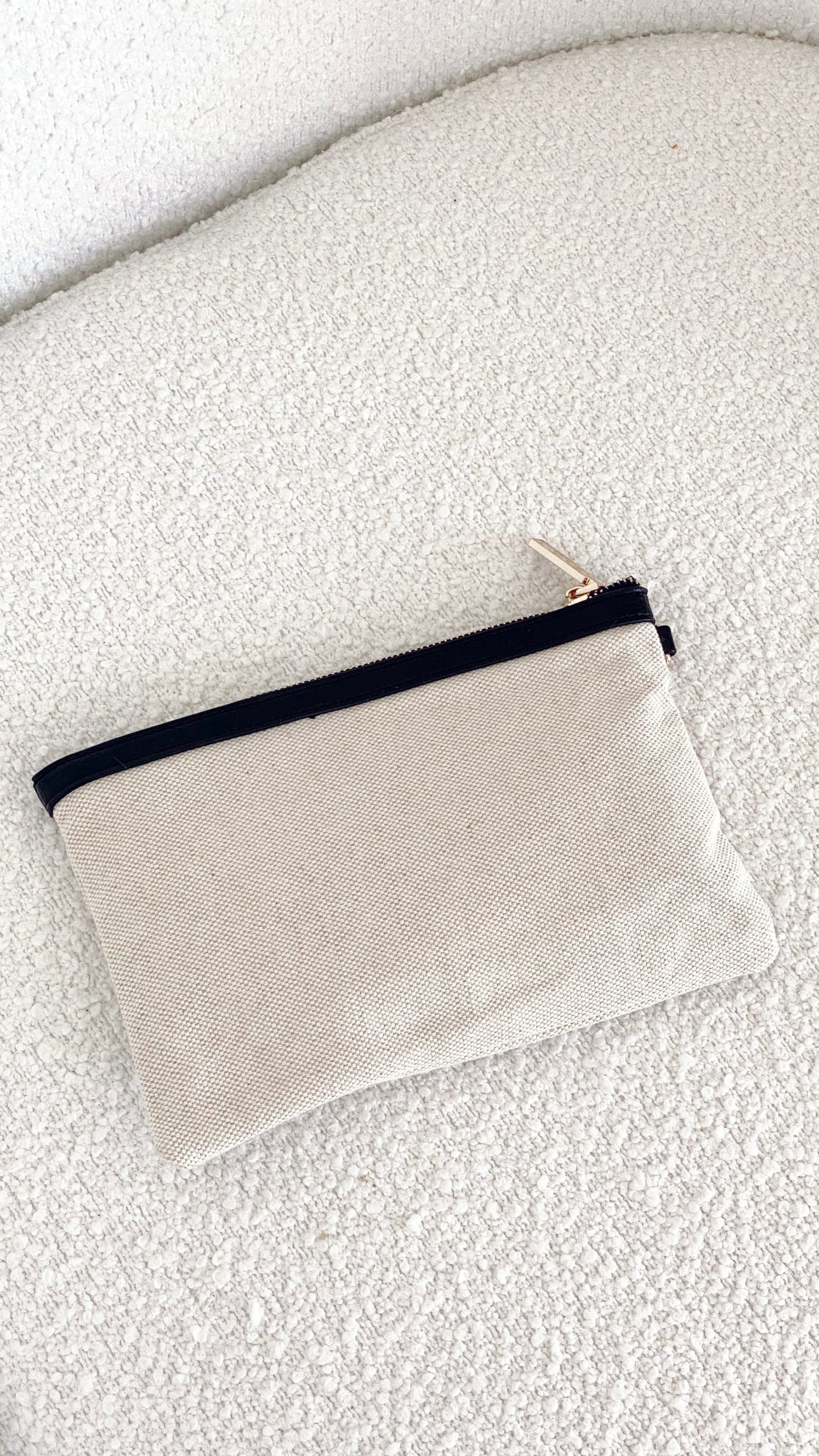 Carissa Canvas Pouch - Black/Natural