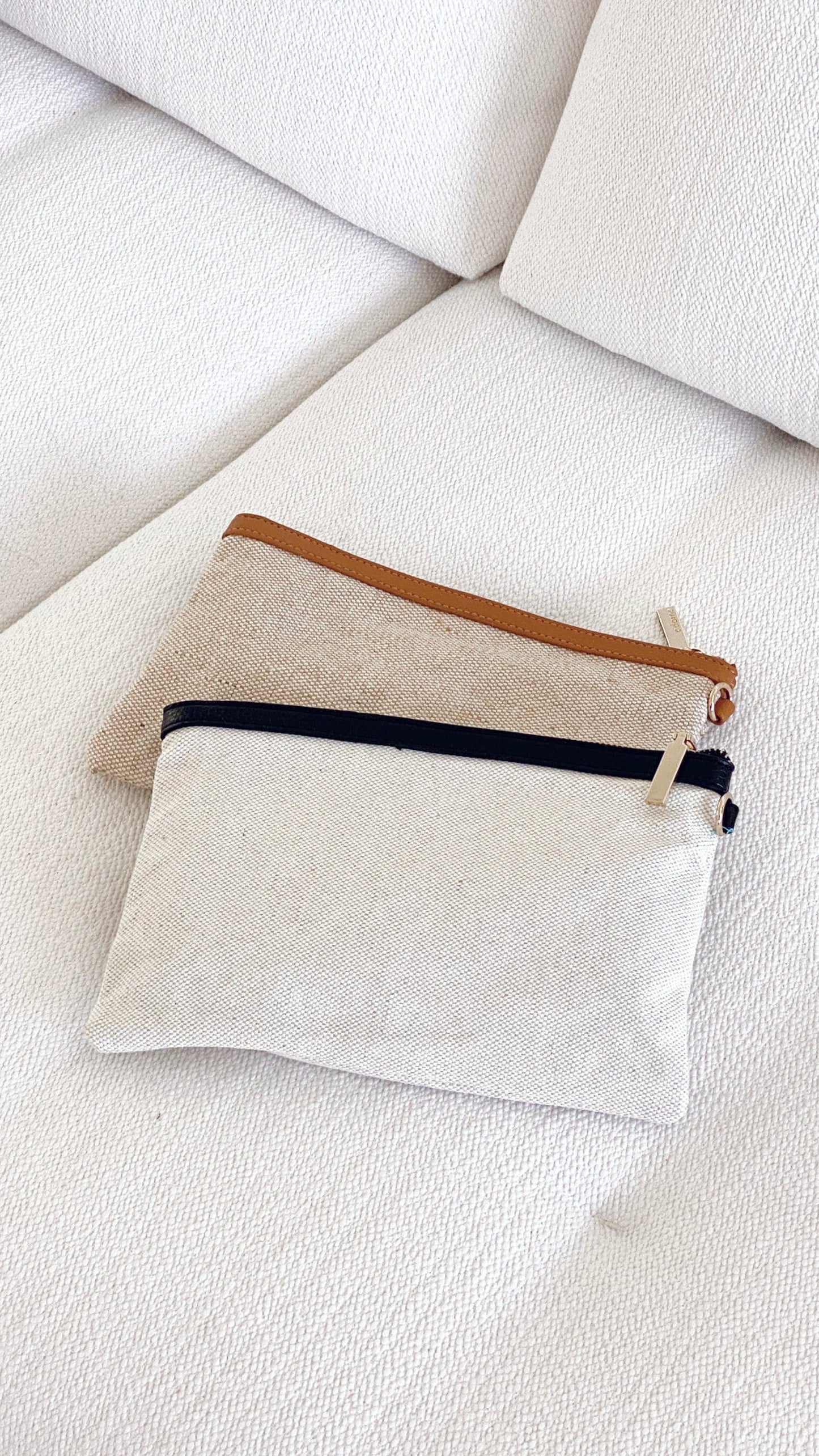 Carissa Canvas Pouch - Black/Natural