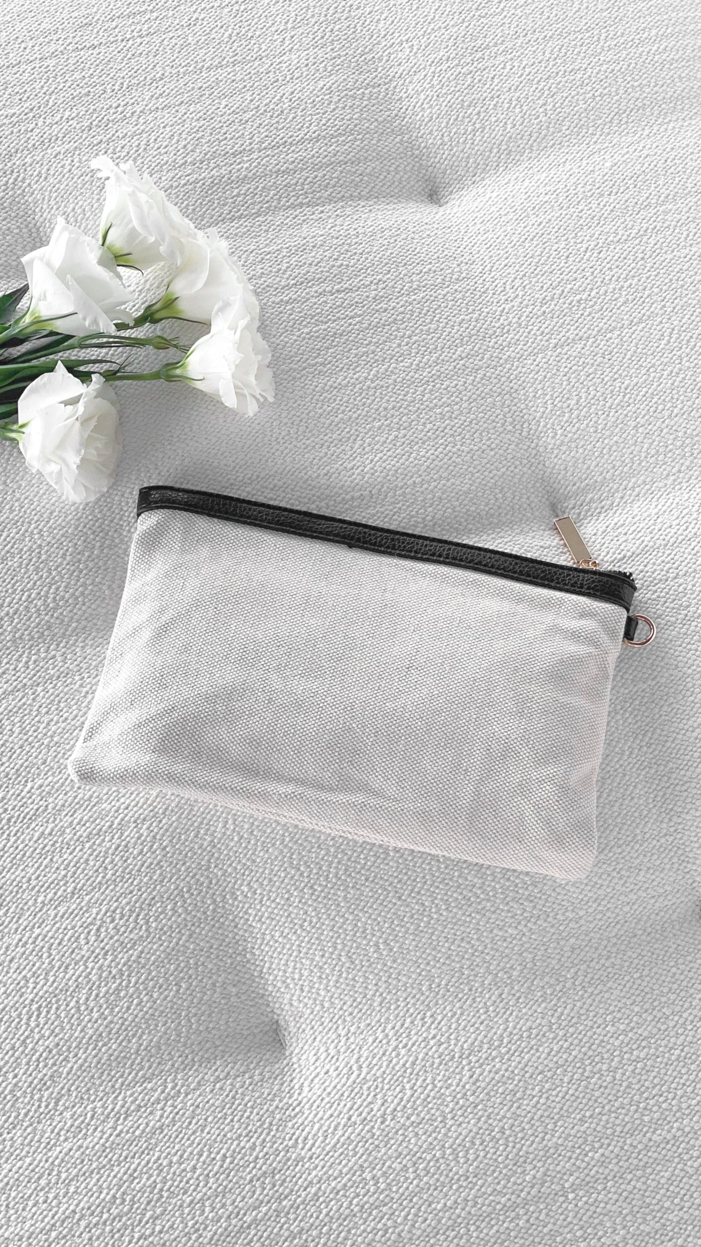 Carissa Canvas Pouch - Black/Natural