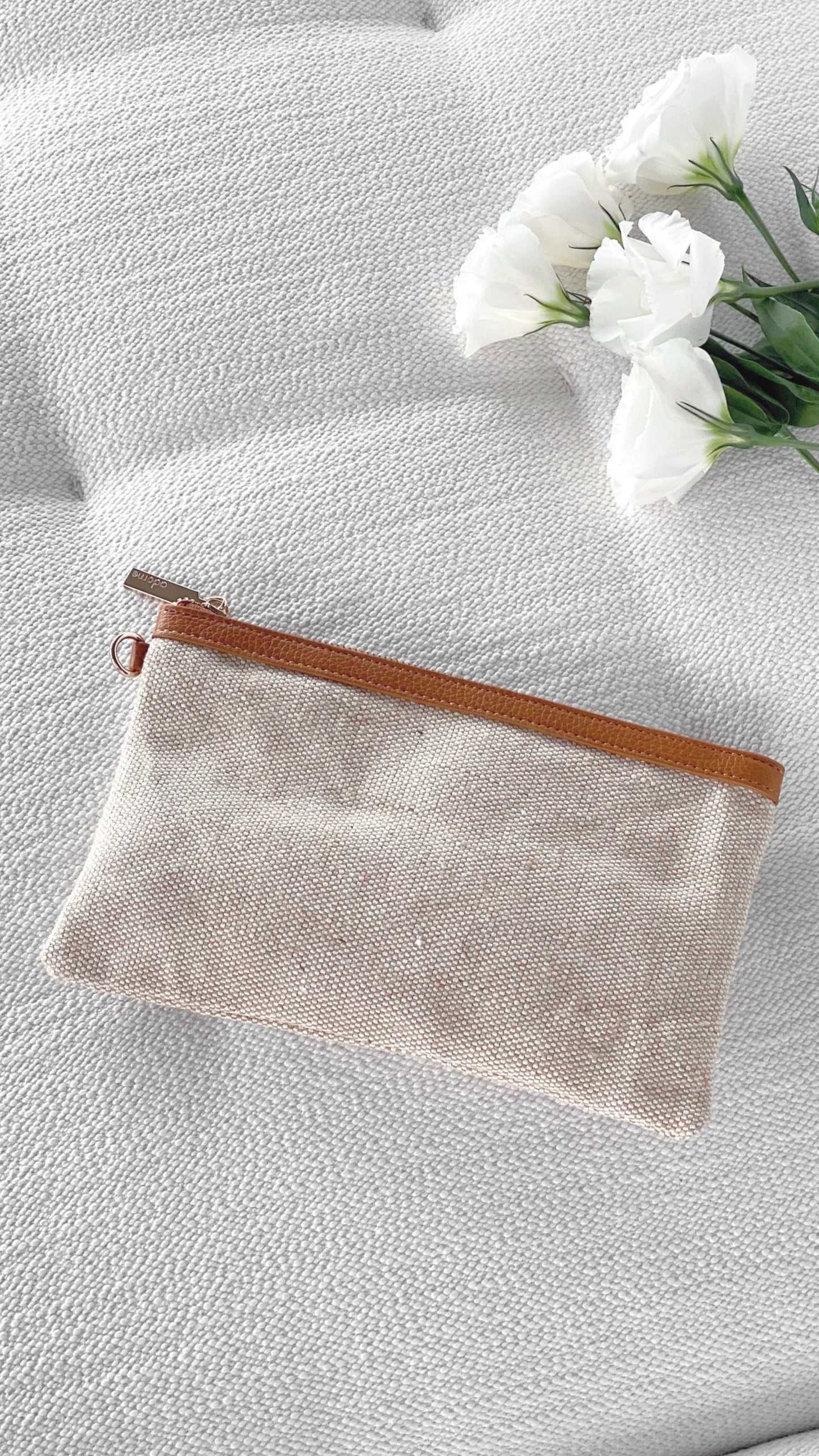 Carissa Canvas Pouch - Tan/Natural