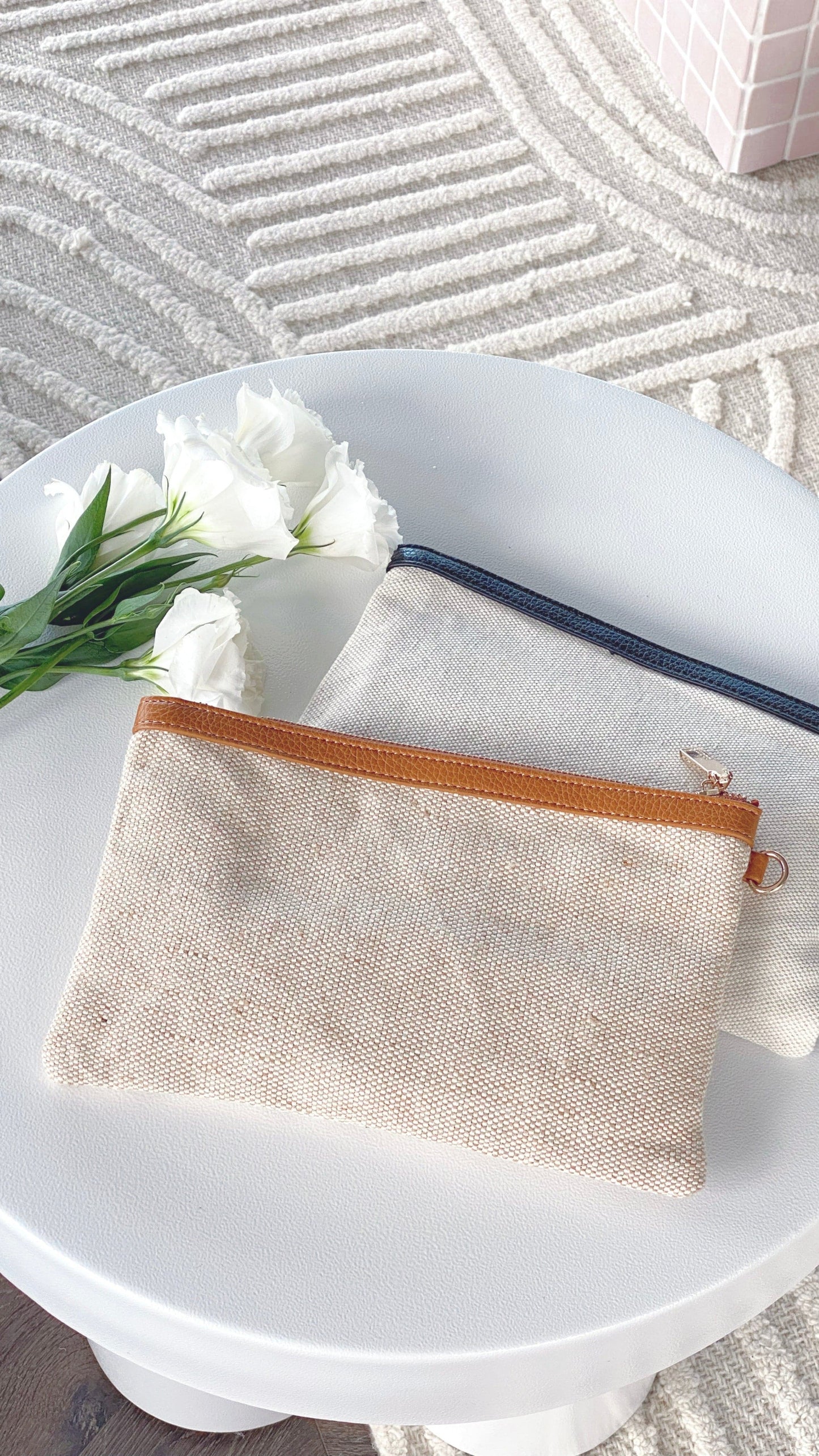 Carissa Canvas Pouch - Tan/Natural